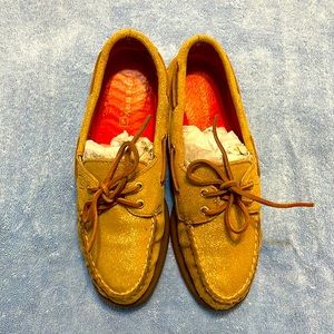 Sperry topsiders gold sparkle, size 7.5